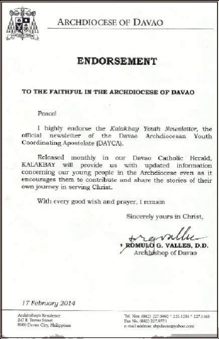 endorsement letter in tagalog